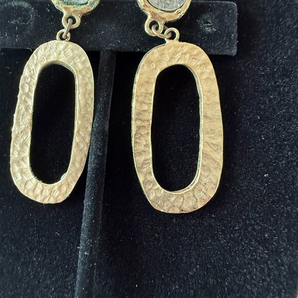 Tat 2 Designs Hammered Silver & Gold Dangle Earrings - Picture 3 of 4